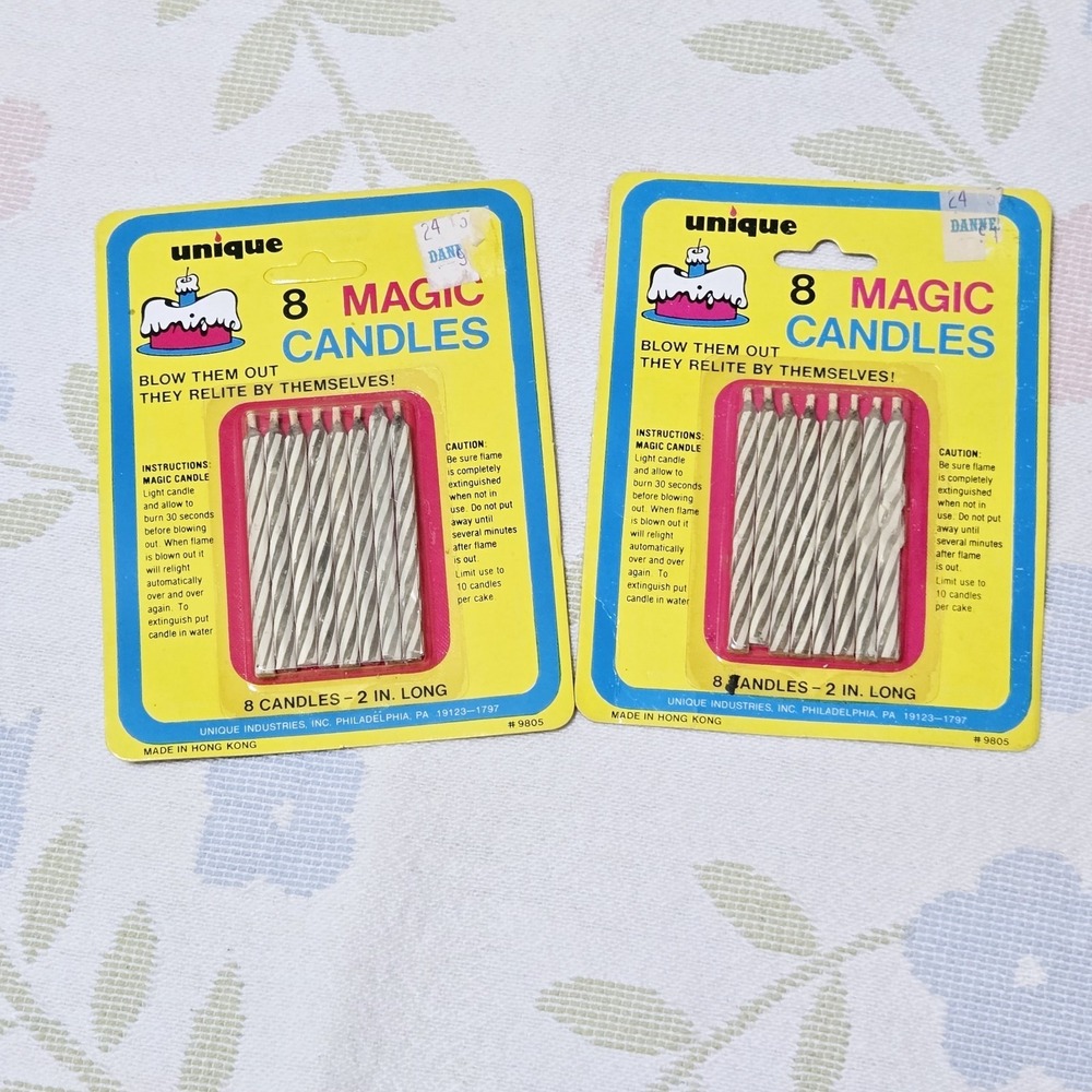 Birthday Trick Candles, Re-lighting Trick Wicks 2-pack NOS Vintage READ